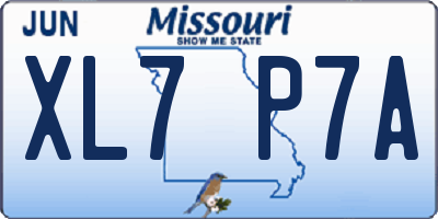 MO license plate XL7P7A
