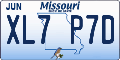 MO license plate XL7P7D