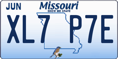 MO license plate XL7P7E