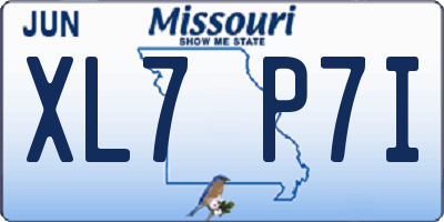 MO license plate XL7P7I