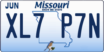 MO license plate XL7P7N