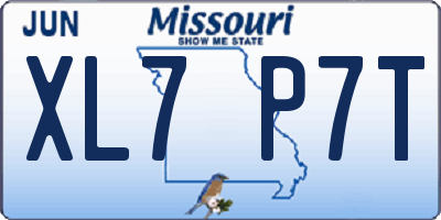 MO license plate XL7P7T