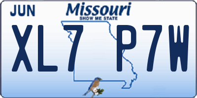 MO license plate XL7P7W