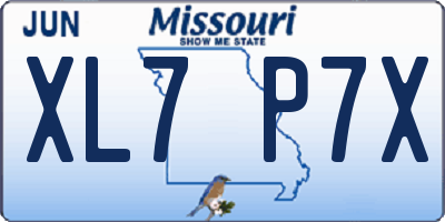 MO license plate XL7P7X
