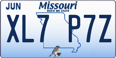 MO license plate XL7P7Z