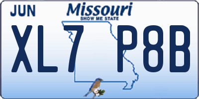 MO license plate XL7P8B