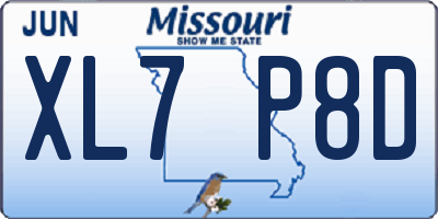 MO license plate XL7P8D