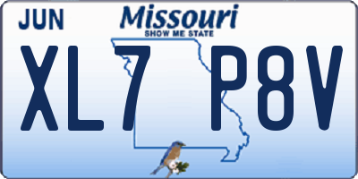 MO license plate XL7P8V