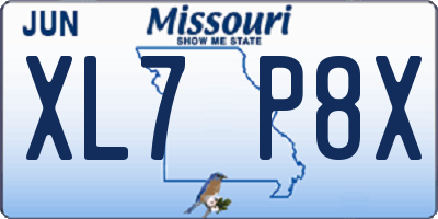 MO license plate XL7P8X
