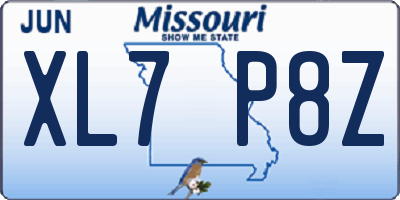 MO license plate XL7P8Z
