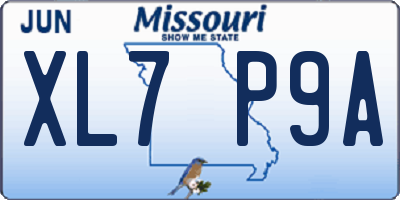 MO license plate XL7P9A