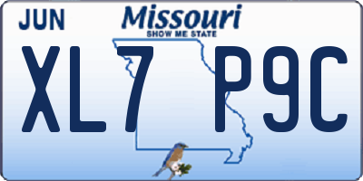 MO license plate XL7P9C