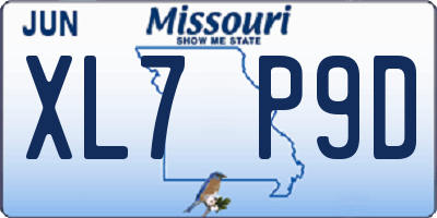 MO license plate XL7P9D