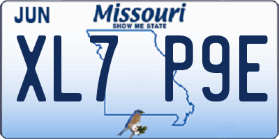 MO license plate XL7P9E