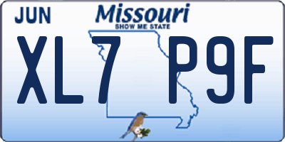 MO license plate XL7P9F