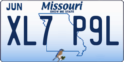 MO license plate XL7P9L