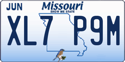 MO license plate XL7P9M