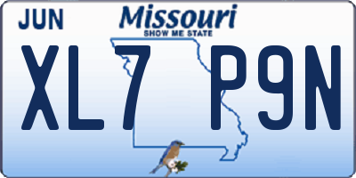 MO license plate XL7P9N