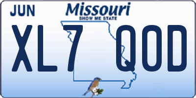 MO license plate XL7Q0D