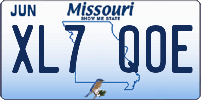 MO license plate XL7Q0E
