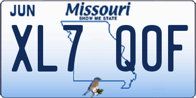 MO license plate XL7Q0F