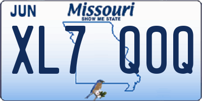 MO license plate XL7Q0Q