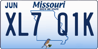 MO license plate XL7Q1K