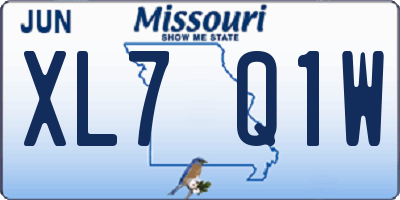 MO license plate XL7Q1W