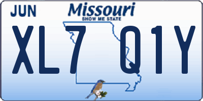 MO license plate XL7Q1Y