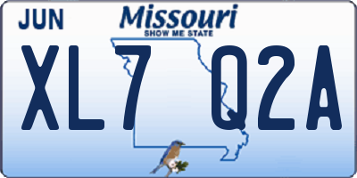 MO license plate XL7Q2A