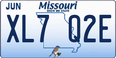 MO license plate XL7Q2E