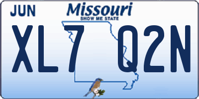 MO license plate XL7Q2N