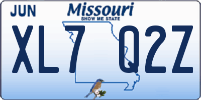 MO license plate XL7Q2Z