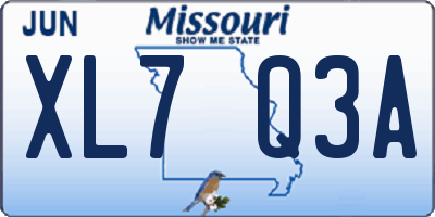 MO license plate XL7Q3A