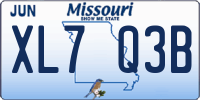 MO license plate XL7Q3B