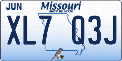 MO license plate XL7Q3J