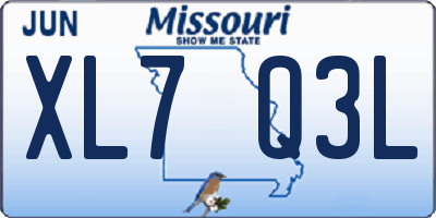 MO license plate XL7Q3L