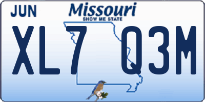 MO license plate XL7Q3M