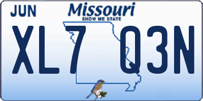 MO license plate XL7Q3N