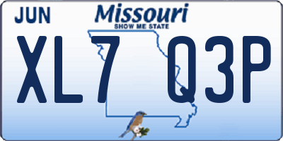 MO license plate XL7Q3P