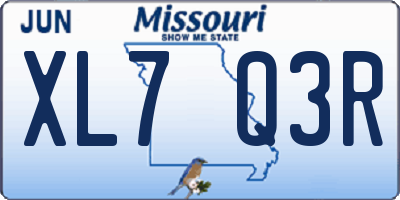 MO license plate XL7Q3R