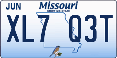 MO license plate XL7Q3T