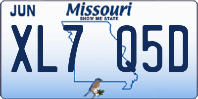 MO license plate XL7Q5D