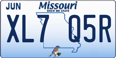 MO license plate XL7Q5R