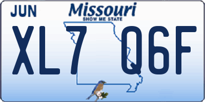 MO license plate XL7Q6F
