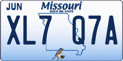 MO license plate XL7Q7A