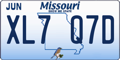 MO license plate XL7Q7D