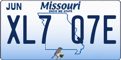 MO license plate XL7Q7E
