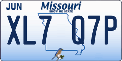 MO license plate XL7Q7P