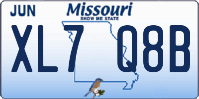 MO license plate XL7Q8B